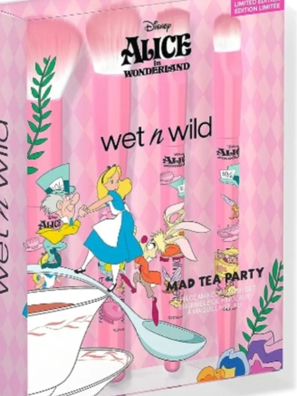Disney Pink Alice in Wonderland Makeup Brush Set with Character Handles